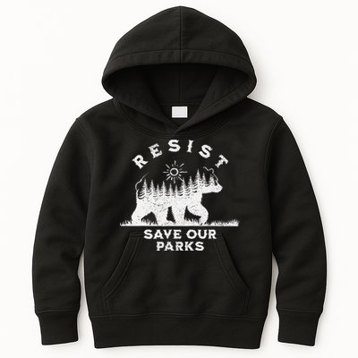 Resist Save Our Parks Us National Parks Bear Alt Souvenir Kids Hoodie