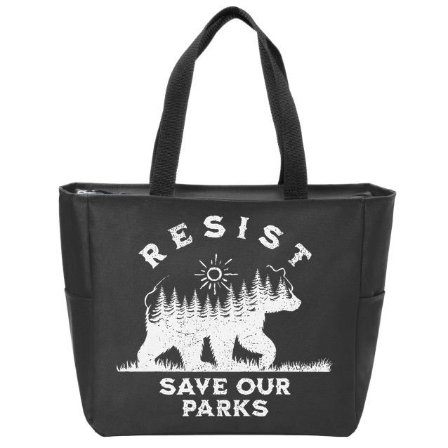 Resist Save Our Parks Us National Parks Bear Alt Souvenir Zip Tote Bag