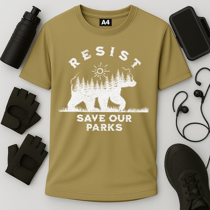 Resist Save Our Parks Us National Parks Bear Alt Souvenir Cooling Performance Crew T-Shirt