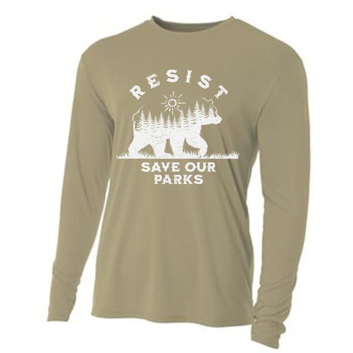 Resist Save Our Parks Us National Parks Bear Alt Souvenir Cooling Performance Long Sleeve Crew