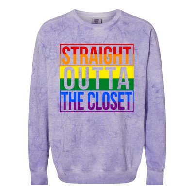 Rainbow Straight Outta The Closet Gift Lgbt Gifgift Colorblast Crewneck Sweatshirt