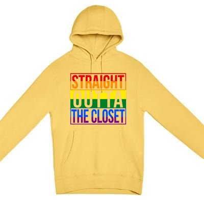 Rainbow Straight Outta The Closet Gift Lgbt Gifgift Premium Pullover Hoodie