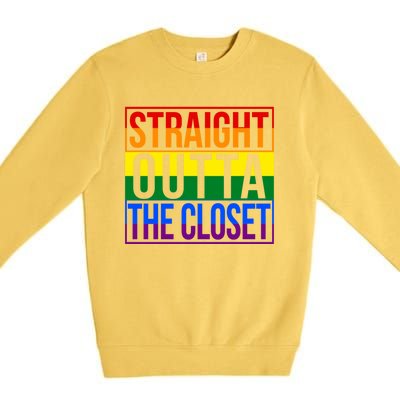 Rainbow Straight Outta The Closet Gift Lgbt Gifgift Premium Crewneck Sweatshirt