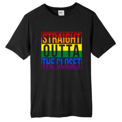 Rainbow Straight Outta The Closet Gift Lgbt Gifgift Tall Fusion ChromaSoft Performance T-Shirt