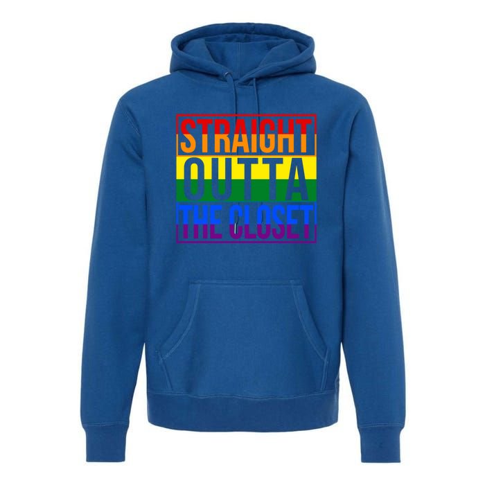 Rainbow Straight Outta The Closet Gift Lgbt Gifgift Premium Hoodie