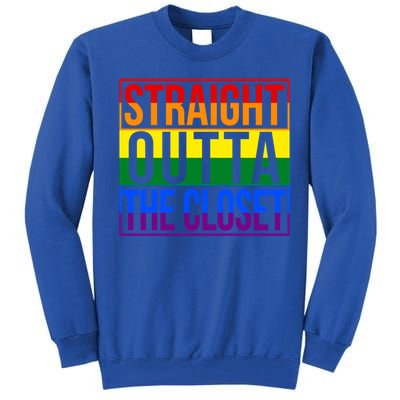 Rainbow Straight Outta The Closet Gift Lgbt Gifgift Tall Sweatshirt