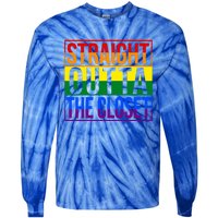 Rainbow Straight Outta The Closet Gift Lgbt Gifgift Tie-Dye Long Sleeve Shirt