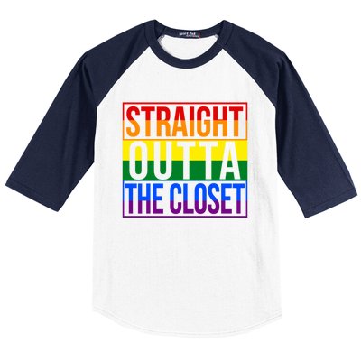 Rainbow Straight Outta The Closet Gift Lgbt Gifgift Baseball Sleeve Shirt