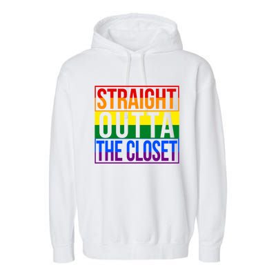 Rainbow Straight Outta The Closet Gift Lgbt Gifgift Garment-Dyed Fleece Hoodie