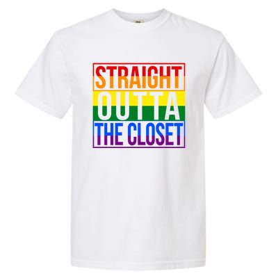 Rainbow Straight Outta The Closet Gift Lgbt Gifgift Garment-Dyed Heavyweight T-Shirt