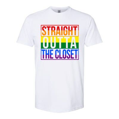 Rainbow Straight Outta The Closet Gift Lgbt Gifgift Softstyle CVC T-Shirt