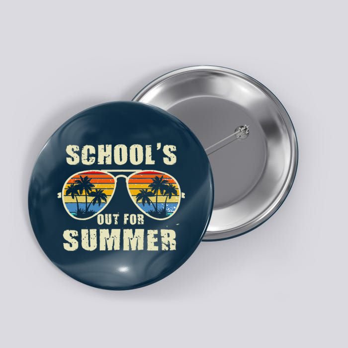 Retro Schools Out For Summer Last Day Of School Teacher Boy Button