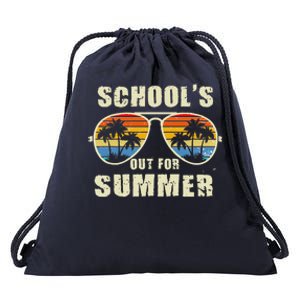 Retro Schools Out For Summer Last Day Of School Teacher Boy Drawstring Bag