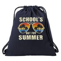 Retro Schools Out For Summer Last Day Of School Teacher Boy Drawstring Bag