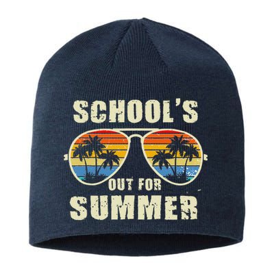 Retro Schools Out For Summer Last Day Of School Teacher Boy Sustainable Beanie