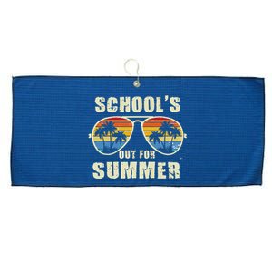 Retro Schools Out For Summer Last Day Of School Teacher Boy Large Microfiber Waffle Golf Towel