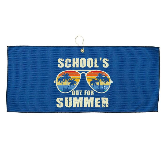 Retro Schools Out For Summer Last Day Of School Teacher Boy Large Microfiber Waffle Golf Towel