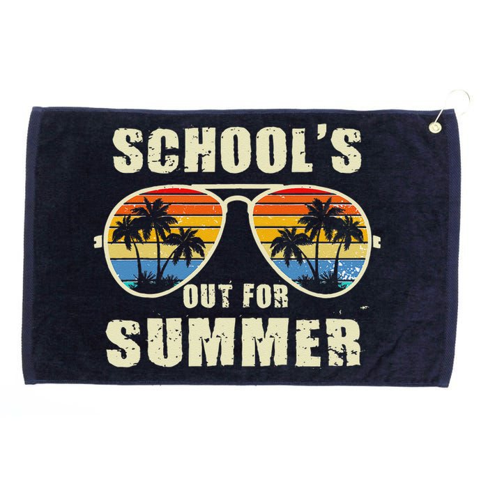 Retro Schools Out For Summer Last Day Of School Teacher Boy Grommeted Golf Towel