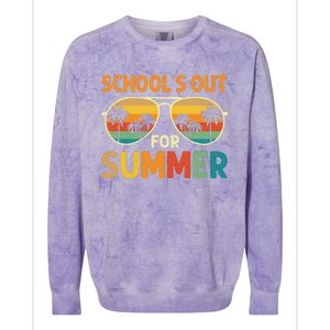 Retro Schools Out For Summer Last Day Of School Teacher Boy Colorblast Crewneck Sweatshirt