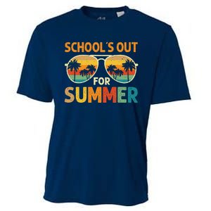 Retro Schools Out For Summer Last Day Of School Teacher Boy Cooling Performance Crew T-Shirt