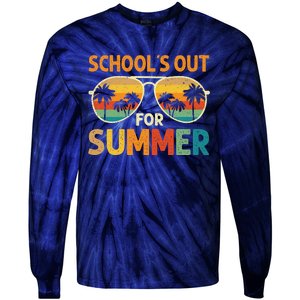 Retro Schools Out For Summer Last Day Of School Teacher Boy Tie-Dye Long Sleeve Shirt