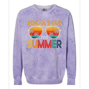 Retro Schools Out For Summer Last Day Of School Teacher Boy Colorblast Crewneck Sweatshirt