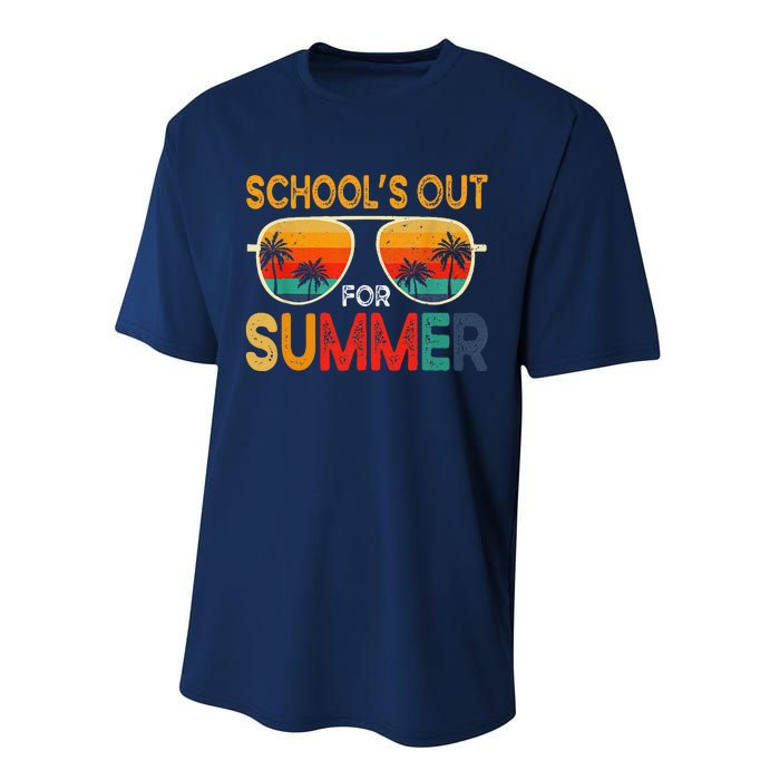 Retro Schools Out For Summer Last Day Of School Teacher Boy Performance Sprint T-Shirt