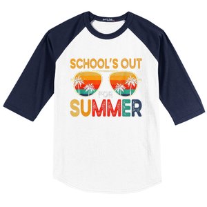 Retro Schools Out For Summer Last Day Of School Teacher Boy Baseball Sleeve Shirt