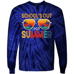 Retro Schools Out For Summer Last Day Of School Teacher Boy Tie-Dye Long Sleeve Shirt