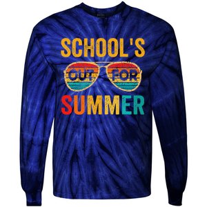 Retro Schools Out For Summer Last Day Of School Teacher Boy Tie-Dye Long Sleeve Shirt