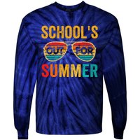 Retro Schools Out For Summer Last Day Of School Teacher Boy Tie-Dye Long Sleeve Shirt