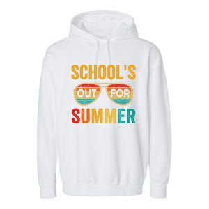 Retro Schools Out For Summer Last Day Of School Teacher Boy Garment-Dyed Fleece Hoodie