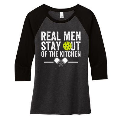 Real Stay Out Of The Kitchen Women's Tri-Blend 3/4-Sleeve Raglan Shirt