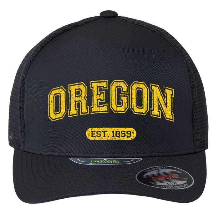 Retro Schoolstyle Oregon 1859 Distressed Flexfit Unipanel Trucker Cap