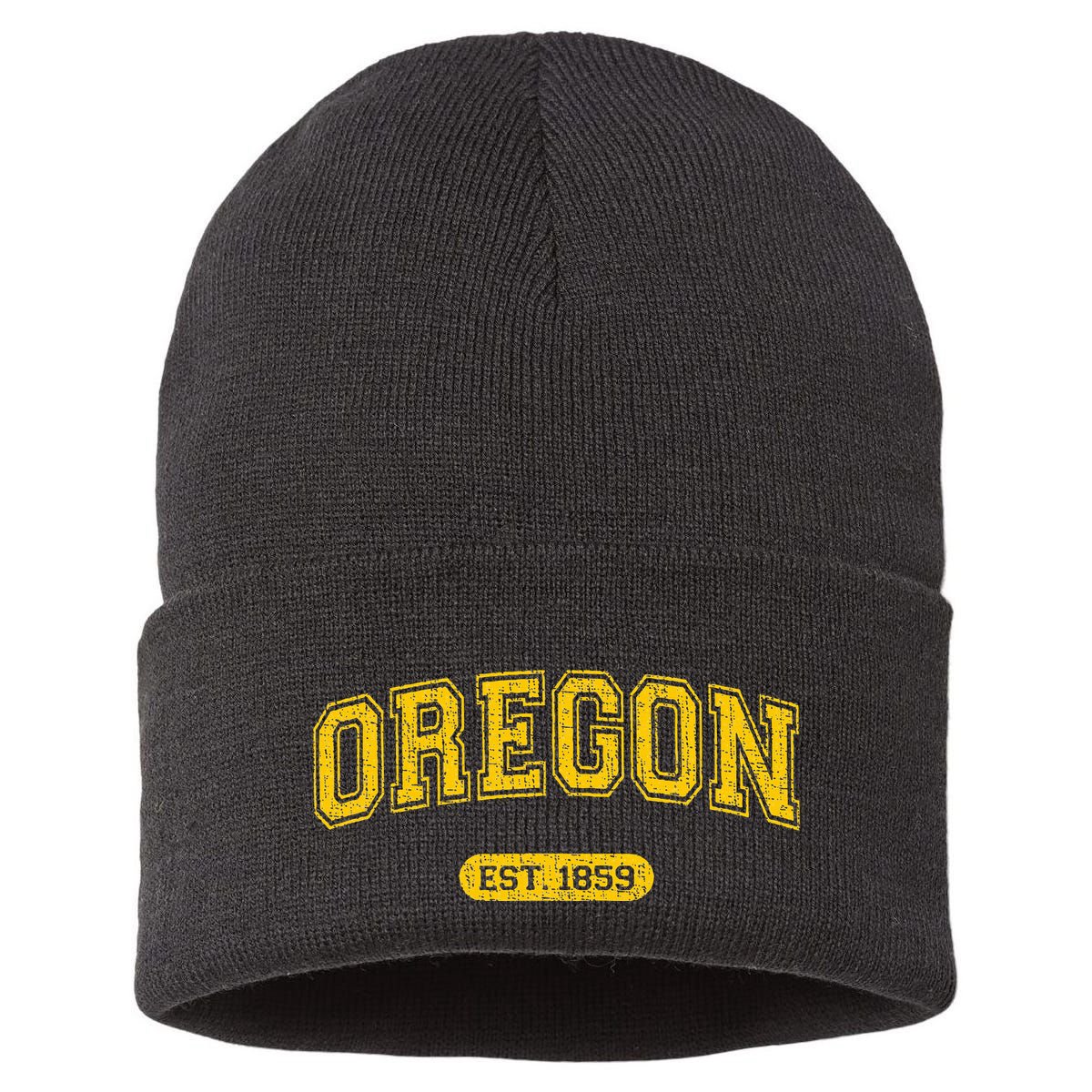 Retro Schoolstyle Oregon 1859 Distressed Sustainable Knit Beanie