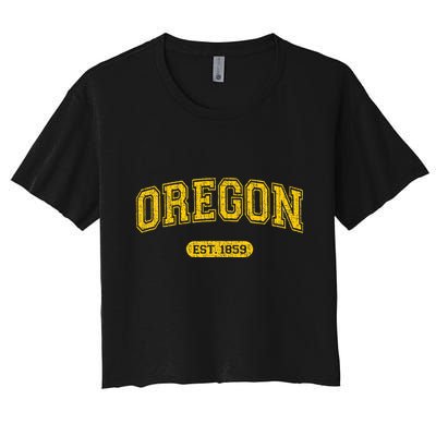 Retro Schoolstyle Oregon 1859 Distressed Crop Top