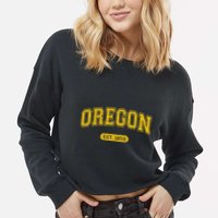 Retro Schoolstyle Oregon 1859 Distressed Cropped Pullover Crew