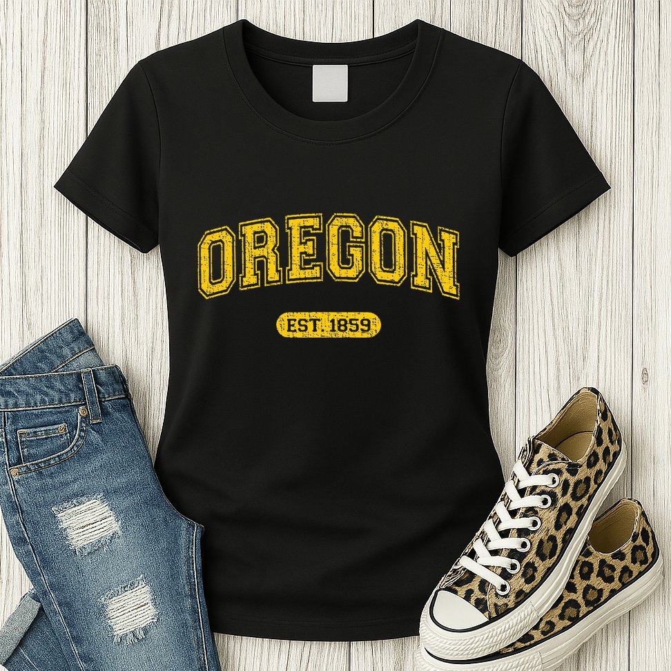 Retro Schoolstyle Oregon 1859 Distressed Womens T-Shirt