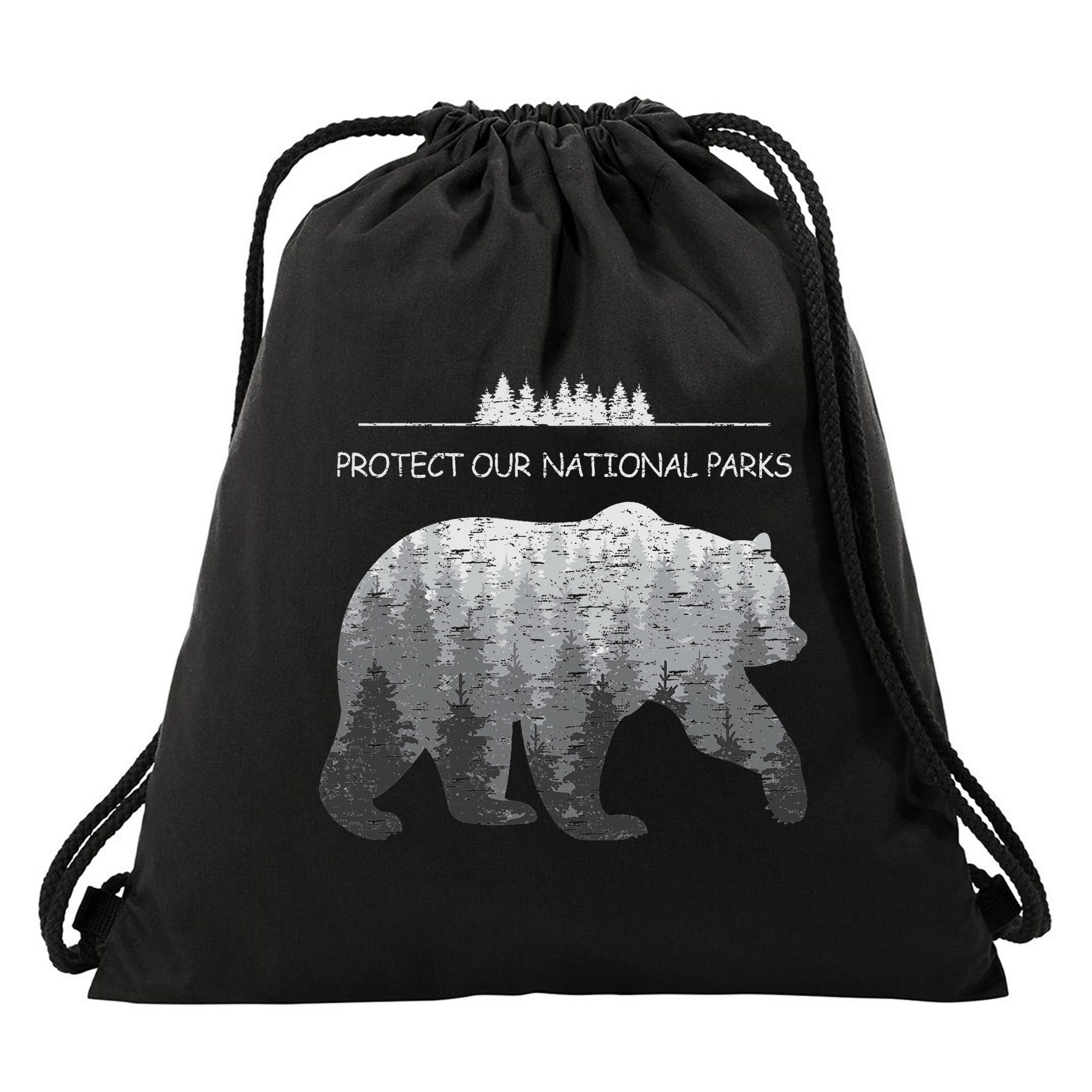 Resist Save Our Parks Alt Us National Parks Bear Nature Drawstring Bag
