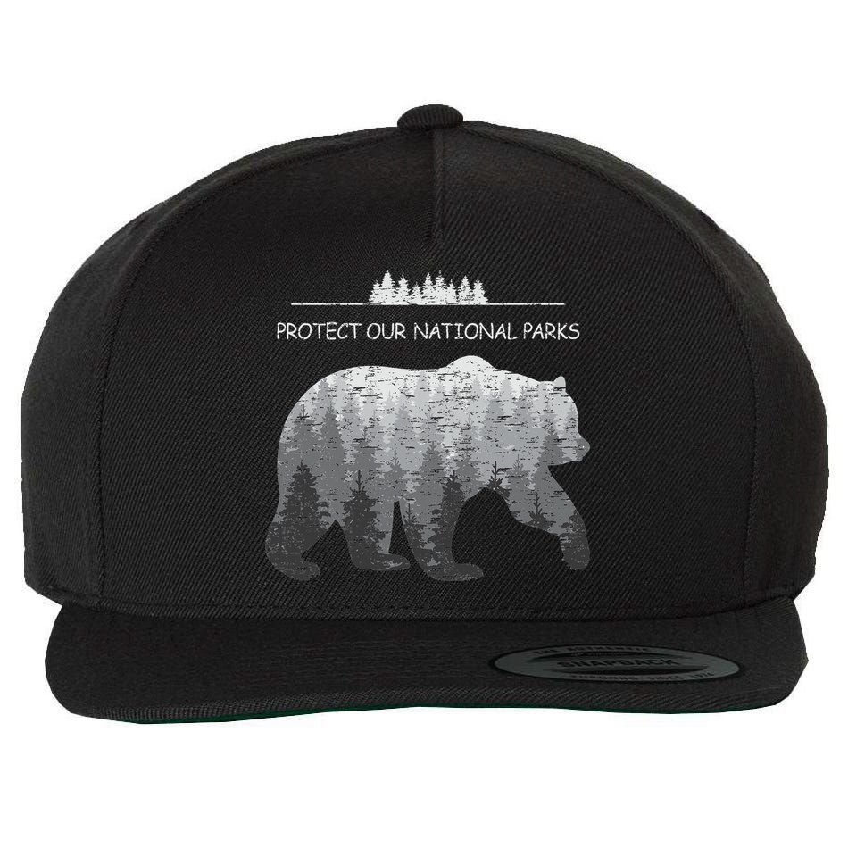 Resist Save Our Parks Alt Us National Parks Bear Nature Wool Snapback Cap