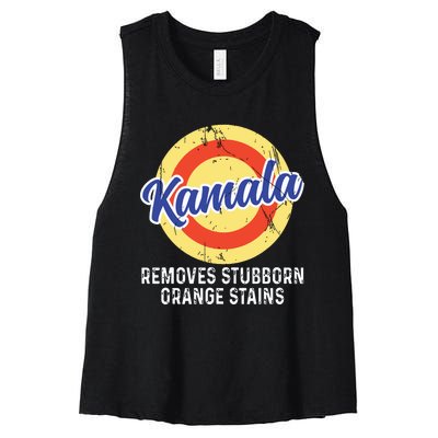 Removes Stubborn Orange Stains Funny Kamala 2024 Election Women's Racerback Cropped Tank