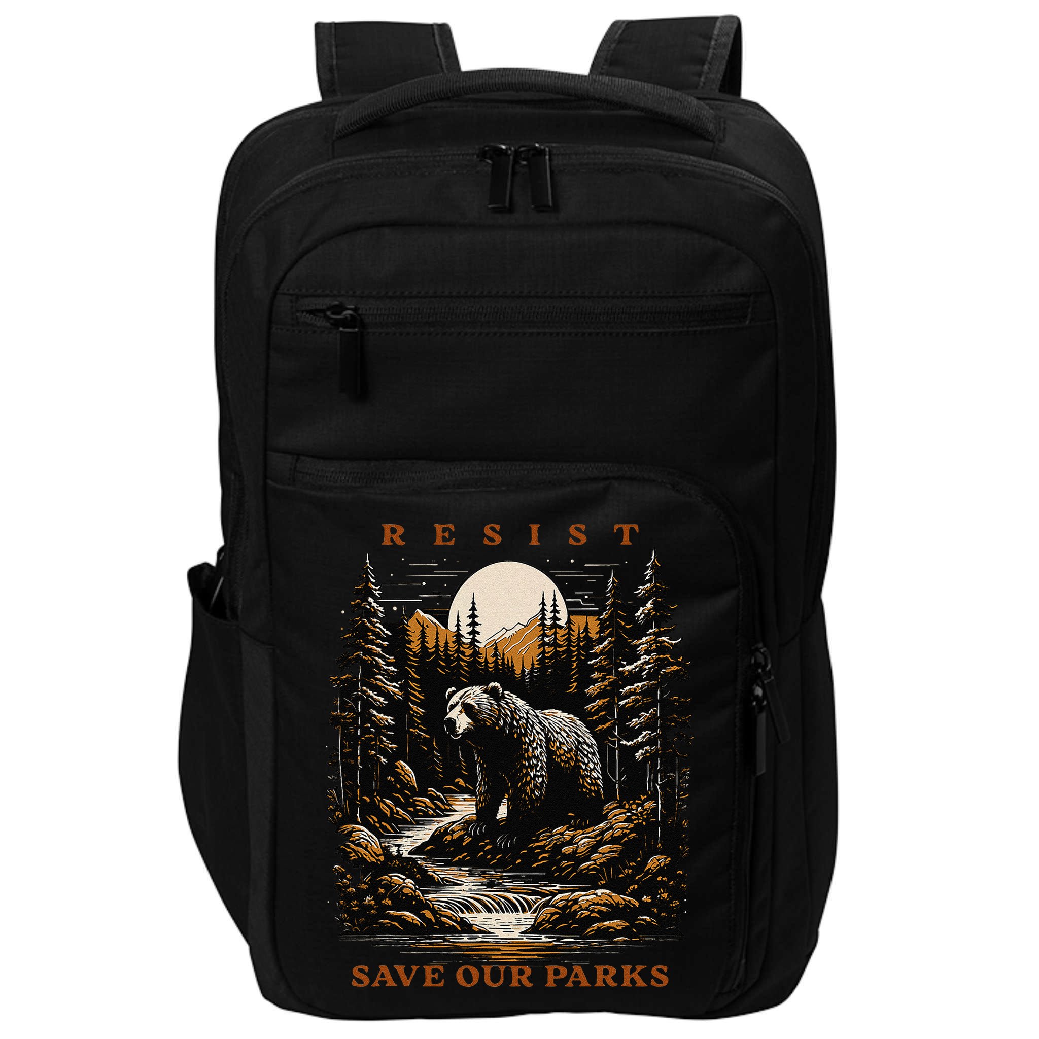 Resist Save Our Parks US National Parks Bear Nature Impact Tech Backpack