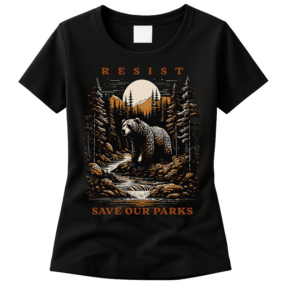 Resist Save Our Parks US National Parks Bear Nature Womens T-Shirt
