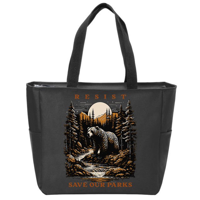Resist Save Our Parks US National Parks Bear Nature Zip Tote Bag