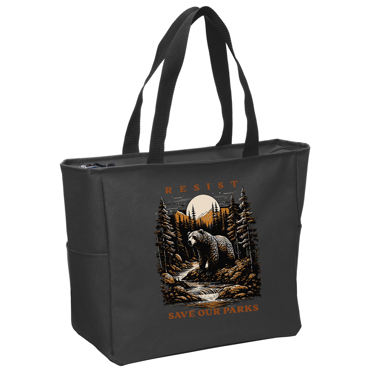 Resist Save Our Parks US National Parks Bear Nature Zip Tote Bag