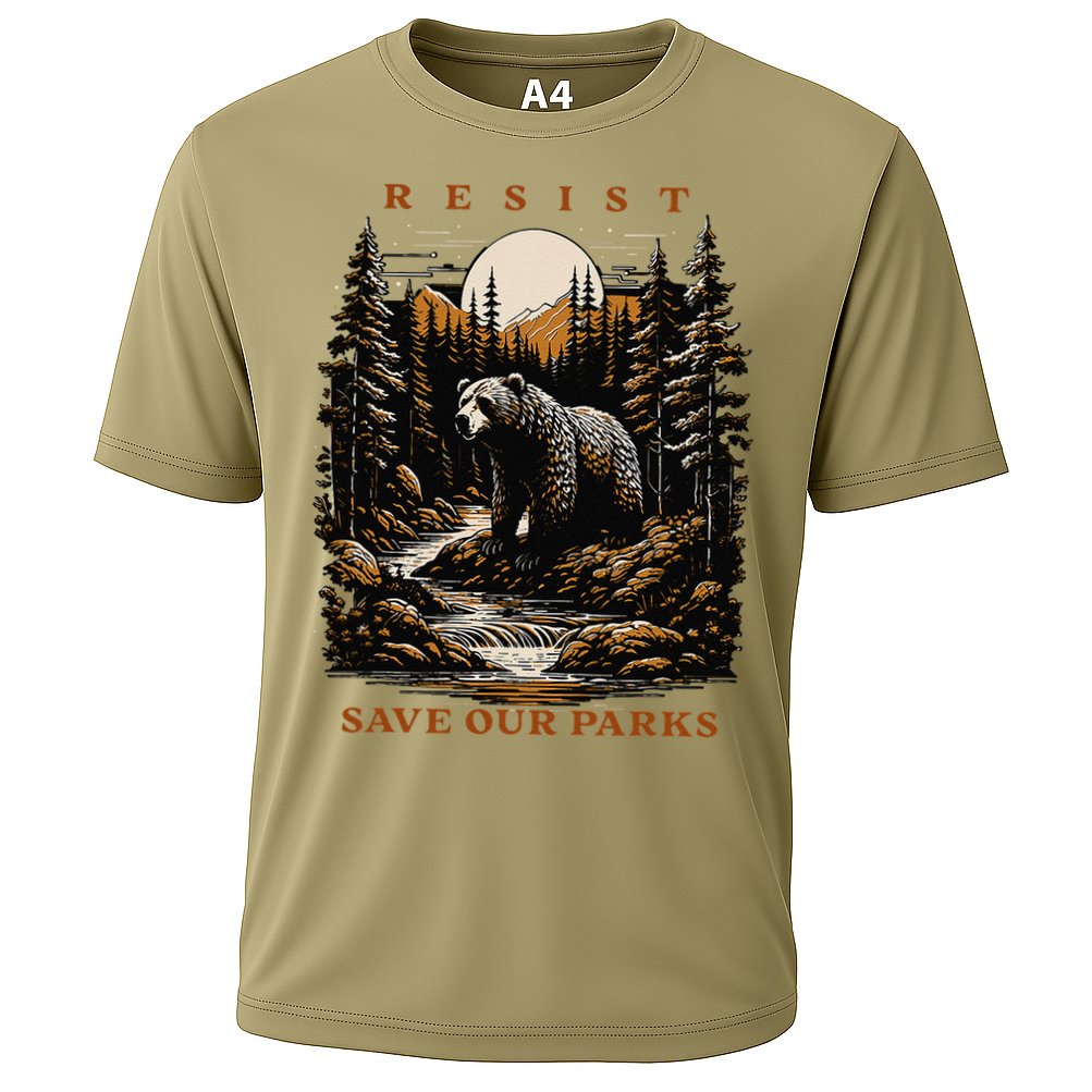 Resist Save Our Parks US National Parks Bear Nature Cooling Performance Crew T-Shirt