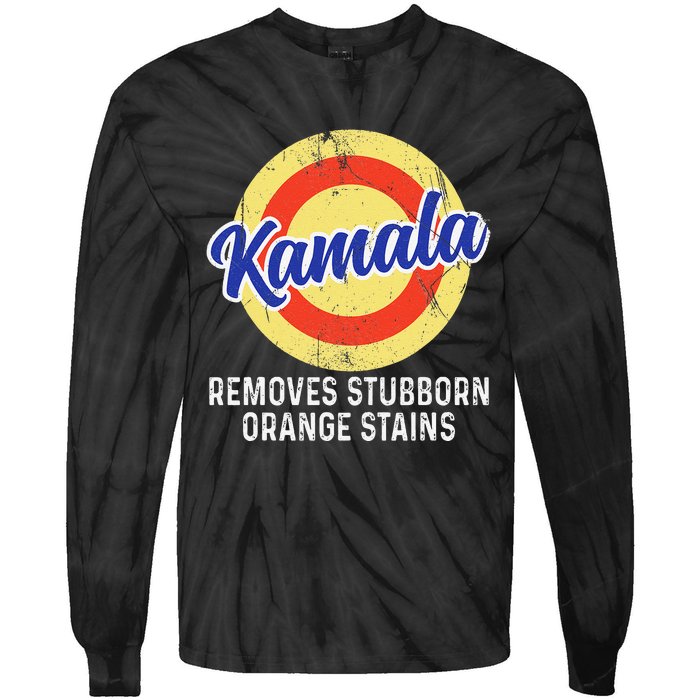 Removes Stubborn Orange Stains Funny Kamala 2024 Election Tie-Dye Long Sleeve Shirt