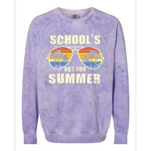 Retro Schools Out For Summer Last Day Of School Teacher Boy Colorblast Crewneck Sweatshirt