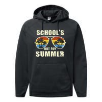 Retro Schools Out For Summer Last Day Of School Teacher Boy Performance Fleece Hoodie