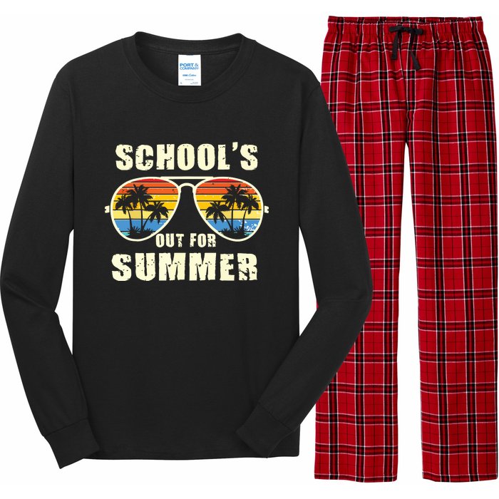 Retro Schools Out For Summer Last Day Of School Teacher Boy Long Sleeve Pajama Set